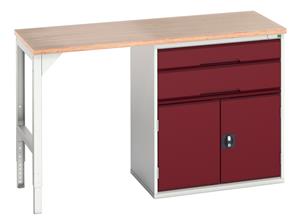 16921905.** verso pedestal bench with 2 drawers/cbd 800W cab & mpx top. WxDxH: 1500x600x930mm. RAL 7035/5010 or selected